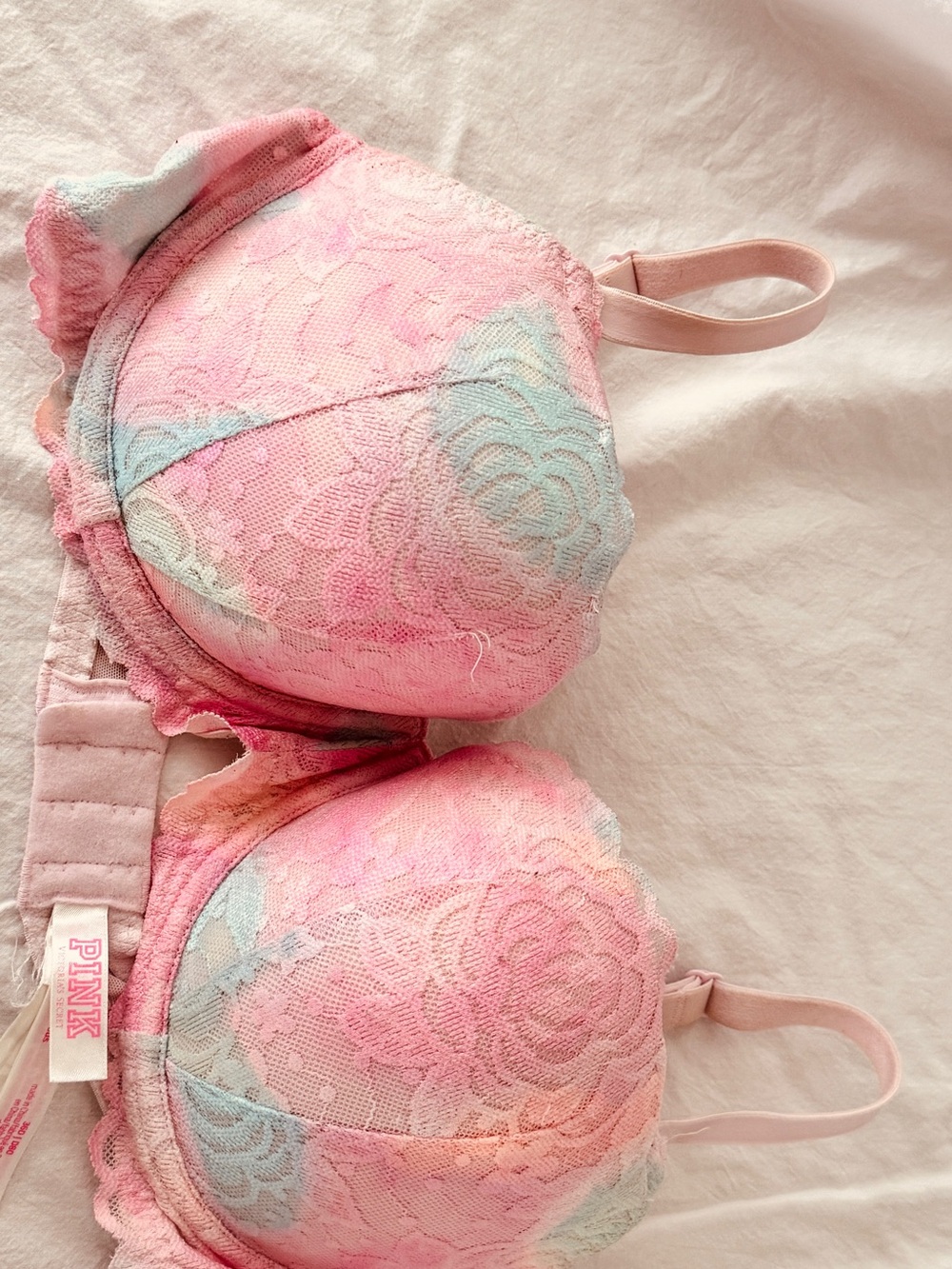 Victoria's Secret PINK Pastel Lace Push-Up Bra in Pink & Blue